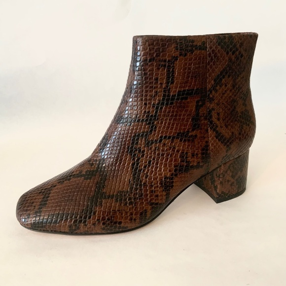 Clarks Sheer Flora 2 Ankle Boots Dark Tan Brown Snake print leather booties 6.5 - Picture 11 of 12